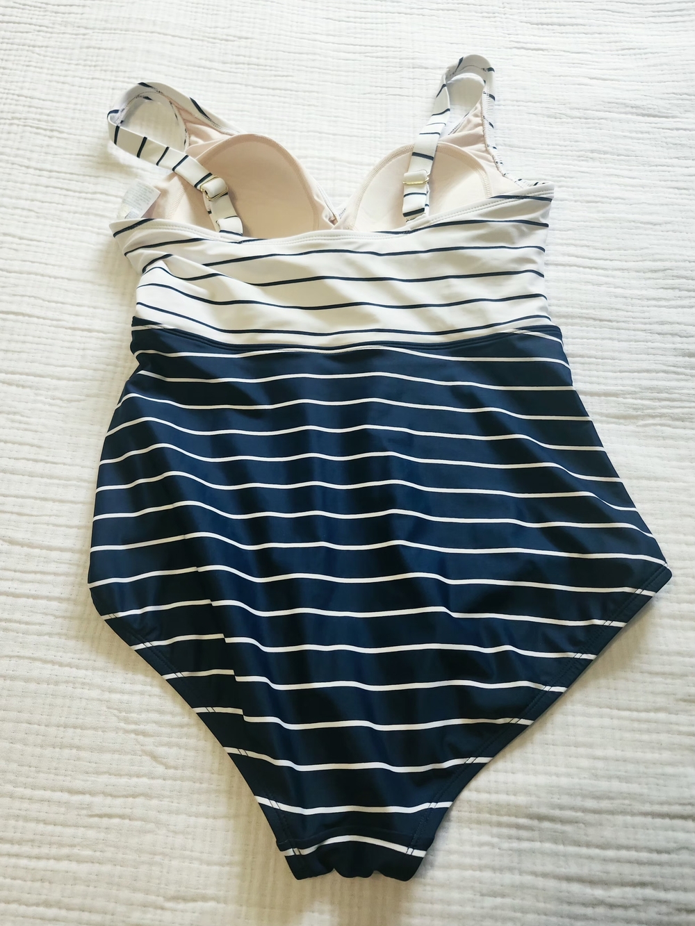 Kona Sol Navy and White Striped One-Piece Swimsuit - Picture 4 of 10